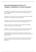 Security Management Exam -1 - Chapter 1 questions n correct answers
