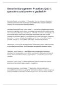 Security Management Practices Quiz 1 questions and answers graded A&plus;