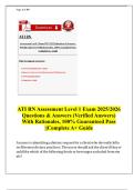 ATI RN Assessment Level 1 Exam 2025&sol;2026  Questions & Answers &lpar;Verified Answers&rpar;  With Rationales&comma; 100&percnt; Guaranteed Pass  &vert;&vert;Complete A&plus; Guide 