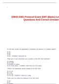 SNHD EMS Protocol Exam EMT &lpar;Basic&rpar; Level Practice Questions And Correct Answers