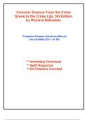 Solutions for Forensic Science From the Crime Scene to the Crime Lab&comma; 5th Edition by Saferstein &lpar;All Chapters included&rpar;