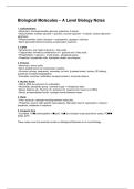 A-Level Biology Notes&colon; Biological Molecules &lpar;AS Level&rpar;