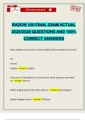 RADON 100 FINAL EXAM ACTUAL 2025&sol;2026 QUESTIONS AND 100&percnt; CORRECT ANSWERS