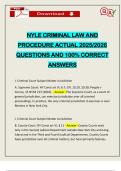 NYLE CRIMINAL LAW AND PROCEDURE ACTUAL 2025&sol;2026 QUESTIONS AND 100&percnt; CORRECT ANSWERS