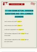 777 KSV EXAM ACTUAL 2025&sol;2026 QUESTIONS AND 100&percnt; CORRECT ANSWERS