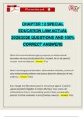 CHAPTER 12 SPECIAL EDUCATION LAW ACTUAL 2025&sol;2026 QUESTIONS AND 100&percnt; CORRECT ANSWERS