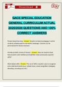 GACE SPECIAL EDUCATION GENERAL CURRICULUM ACTUAL 2025&sol;2026 QUESTIONS AND 100&percnt; CORRECT ANSWERS