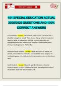 161 SPECIAL EDUCATION ACTUAL 2025&sol;2026 QUESTIONS AND 100&percnt; CORRECT ANSWERS