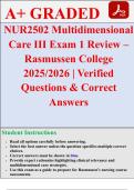 NUR2502 Multidimensional Care III Exam 1 Review &ndash; Rasmussen College 2025&sol;2026 &vert; Verified Questions & Correct Answers
