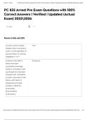 PC 832 Arrest Pre Exam Questions with 100&percnt; Correct Answers &vert; Verified &vert; Updated &lpar;Actual Exam&rpar; 20252026