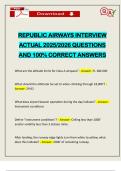 REPUBLIC AIRWAYS INTERVIEW ACTUAL 2025&sol;2026 QUESTIONS AND 100&percnt; CORRECT ANSWERS