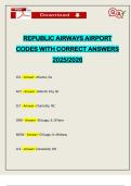 REPUBLIC AIRWAYS AIRPORT CODES WITH CORRECT ANSWERS 2025&sol;2026