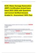 IICRC Water Damage Restoration &lpar;WRT&rpar; Certification Actual Exam latest 2025-2026 with Questions and Correct Verified Answers Graded A&plus; Guaranteed 100&percnt; Pass