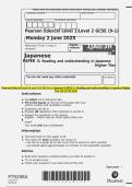 Pearson Edexcel Level 1&sol;Level 2 GCSE &lpar;9&ndash;1&rpar; Japanese PAPER 3&colon; Reading and understanding in Japanese Higher Tier QP JUNE 2025