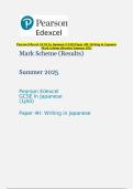 Pearson Edexcel GCSE In Japanese &lpar;1JA0&rpar; Paper 4H&colon; Writing in Japanese Mark Scheme &lpar;Results&rpar; Summer 2025