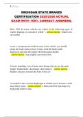 MICHIGAN STATE BRAKES CERTIFICATION 2026&sol;2027 ACTUAL EXAM WITH 100&percnt; CORRECT ANSWERS