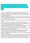 PSI Life&comma; Accident & Health Practice Exam 2025- Verified Questions & Answers Study Pack&period;pdf