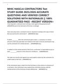 MHIC NASCLA CONTRACTORS Test STUDY GUIDE 2025&sol;2026 ACCURATE QUESTIONS AND VERIFIED CORRECT SOLUTIONS WITH RATIONALES &vert;&vert; 100&percnt; GUARANTEED PASS <RECENT VERSION>