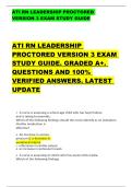ATI RN LEADERSHIP PROCTORED   VERSION 3 EXAM STUDY GUIDE  ATI RN LEADERSHIP  PROCTORED VERSION 3 EXAM  STUDY GUIDE&period; GRADED A&plus;&period;  QUESTIONS AND 100&percnt;  VERIFIED ANSWERS&period; LATEST  UPDATE 