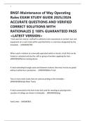 BNSF-Maintenance of Way Operating Rules EXAM STUDY GUIDE 2025&sol;2026 ACCURATE QUESTIONS AND VERIFIED CORRECT SOLUTIONS WITH RATIONALES &vert;&vert; 100&percnt; GUARANTEED PASS <LATEST VERSION>