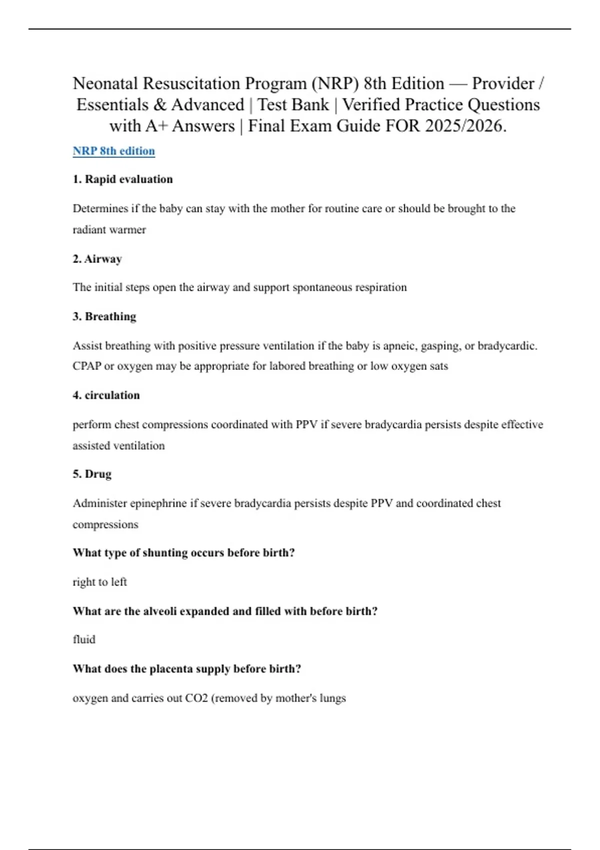 Neonatal Resuscitation Program (NRP) 8th Edition — Provider ...