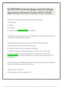 ELSEVIER Immunology and Serology Questions Review Exam 2025-2026