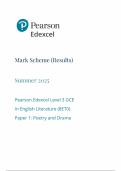 2025 Pearson Edexcel As Level English Literature Mark Scheme Paper 1 &lpar;8ETO&sol;01&colon; Poetry and Drama&rpar;