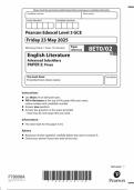 2025 Pearson Edexcel As Level English Literature Paper 2 &lpar;8ETO&sol;02&colon; Prose&rpar;