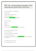 MLT 126 - immunology & serology -Final Exam Review Guide 2025-2026 Test