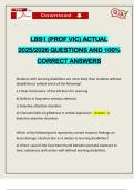 LBS1 &lpar;PROF VIC&rpar; ACTUAL 2025&sol;2026 QUESTIONS AND 100&percnt; CORRECT ANSWERS