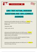 LBS1 TEST ACTUAL 2025&sol;2026 QUESTIONS AND 100&percnt; CORRECT ANSWERS