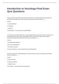 Introduction to Sociology-Final Exam Quiz Questions With Complete Verified Answers Graded A&plus;&period;