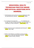 BEHAVIORAL HEALTH  TECHNICIAN PRACTICE BRAND  NEW OFFICIAL QUESTIONS WITH  ANSWERS&period;