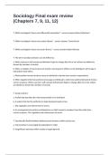 Sociology Final exam review &lpar;Chapters 7&comma; 9&comma; 11&comma; 12&rpar; Practice Questions With Correct Answers 100&percnt; Pass