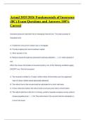 Actual 2025&sol;2026 Fundamentals of Insurance &lpar;BC&rpar; Exam Questions and Answers 100&percnt; Correct