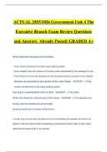 ACTUAL 2025&sol;2026 Government Unit 4 The Executive Branch Exam Review Questions and Answers Already Passed&vert; GRADED A&plus;
