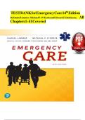 TEST BANK FOR EMERGENCY CARE 14TH EDITION BY DANIEL J&period; LIMMER Test Bank For Emergency Care&comma; 14e &lpar;Limmer&sol;O'Keefe&sol;Dickinson&rpar;