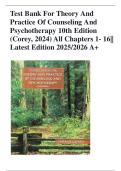Test Bank For Theory And Practice Of Counseling And Psychotherapy 10th Edition &lpar;Corey&comma; 2024&rpar; All Chapters 1- 16&vert;&vert; Latest Edition 2025&sol;2026 A&plus;