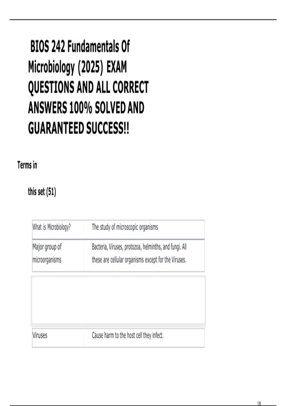 BIOS 242 Fundamentals of Microbiology – Exam Questions with Correct ...