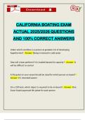 CALIFORNIA BOATING EXAM ACTUAL 2025&sol;2026 QUESTIONS AND 100&percnt; CORRECT ANSWERS