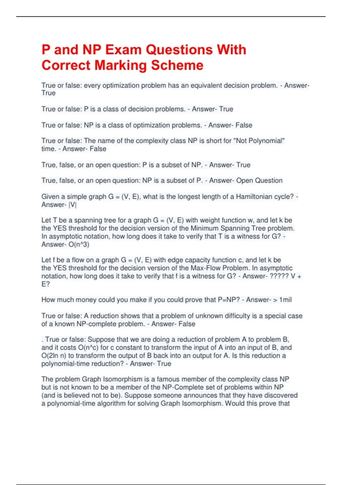 Np Style Question P and NP Exam Questions With Correct Marking Scheme - P and NP - Stuvia US