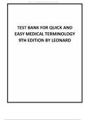 Test bank for quick and easy medical terminology 9th edition by leonard Latest 2025 Update&excl;&excl;