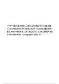 Alexander&rsquo;s Care of the Patient in Surgery&comma; 16th Edition &ndash; Rothrock &ndash; Complete Test Bank &lpar;Chapters 1&ndash;30&rpar;