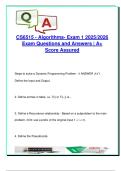 CS6515 Exam 1 &ndash; 100&percnt; Solved Questions &vert; Dynamic Programming&comma; Divide & Conquer&comma; FFT&comma; Roots of Unity &vert; 2025&sol;2026