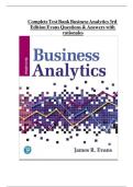 Test Bank for Business Analytics 3rd Edition by James Evans isbn-9780135231678 Complete Latest and Verified Guide Graded A+