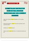 COSMETOLOGY INSTRUCTOR EXAM ACTUAL 2025&sol;2026 QUESTIONS AND 100&percnt; CORRECT ANSWERS