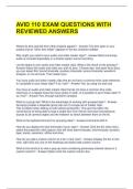 AVID 110 EXAM QUESTIONS WITH REVIEWED ANSWERS 