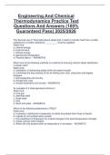 Engineering And Chemical  Thermodynamics Practice Test  Questions And Answers &lpar;100&percnt;  Guaranteed Pass&rpar; 2025&sol;2026