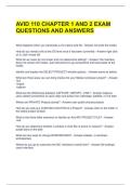 AVID 110 CHAPTER 1 AND 2 EXAM QUESTIONS AND ANSWERS 