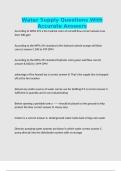 Water Supply Questions With Accurate Answers